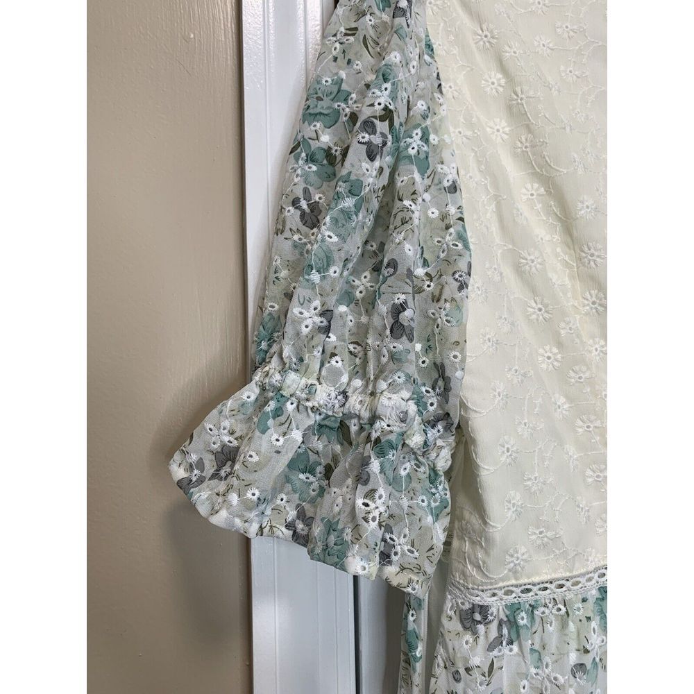 ASOS Women's 10 Eyelet Tiered Midi Tea Dress Mixed Ditsy Print Embroidered NWT - Picture 10 of 11